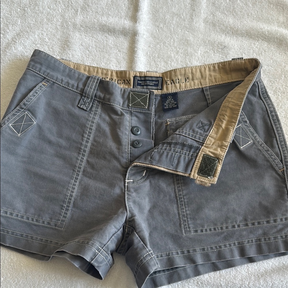 American Eagle Outfitters Women's Cargo Shorts in Gray and Tan